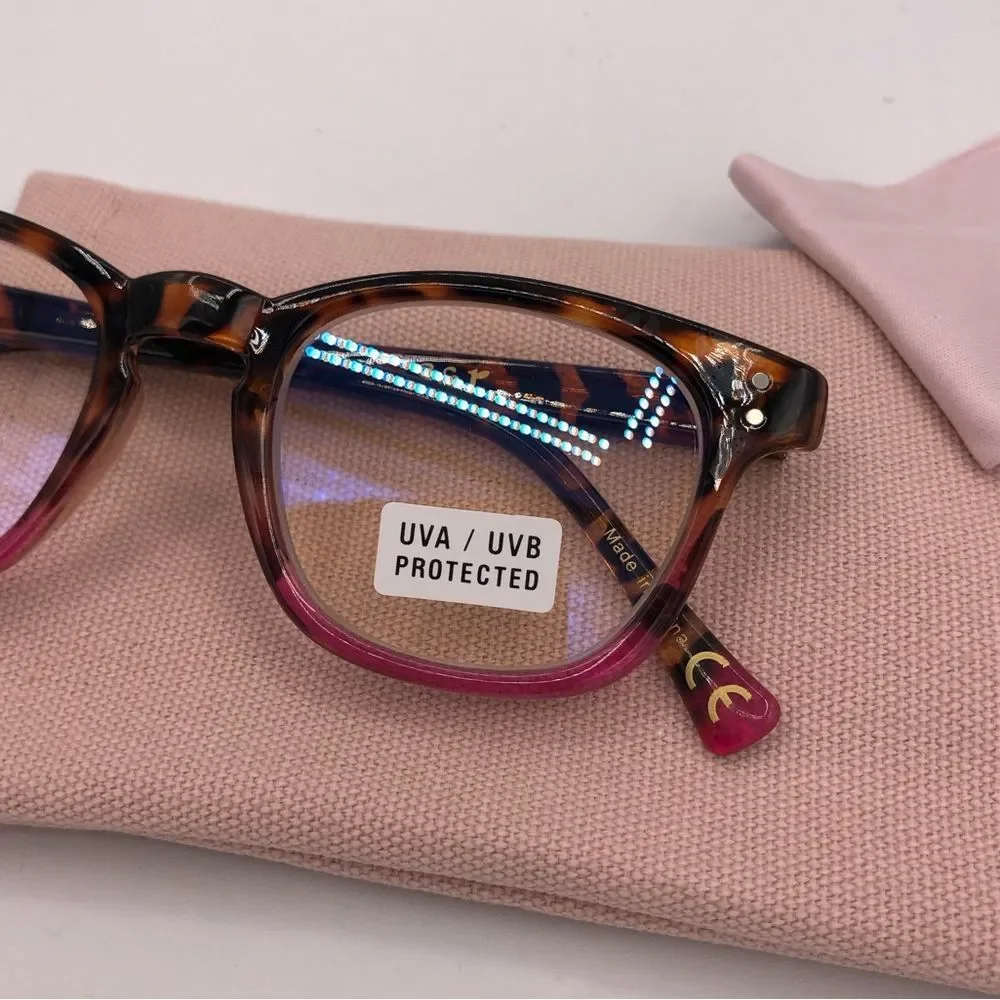 Summer & Rose Ombré Recycled Plastic Blue Blockers with Soft Case NEW